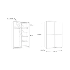 Amoire 2 portes Ohio-Lupo blanc/chêne sonoma