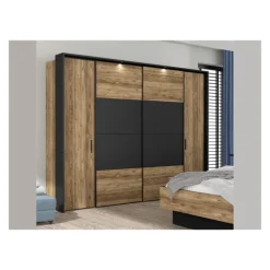 Armoire avec passe-partout Jabim noir/chêne