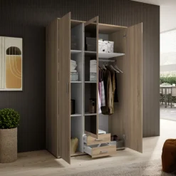 Armoire Karl - 3 portes et 2 tiroirs chêne sonoma