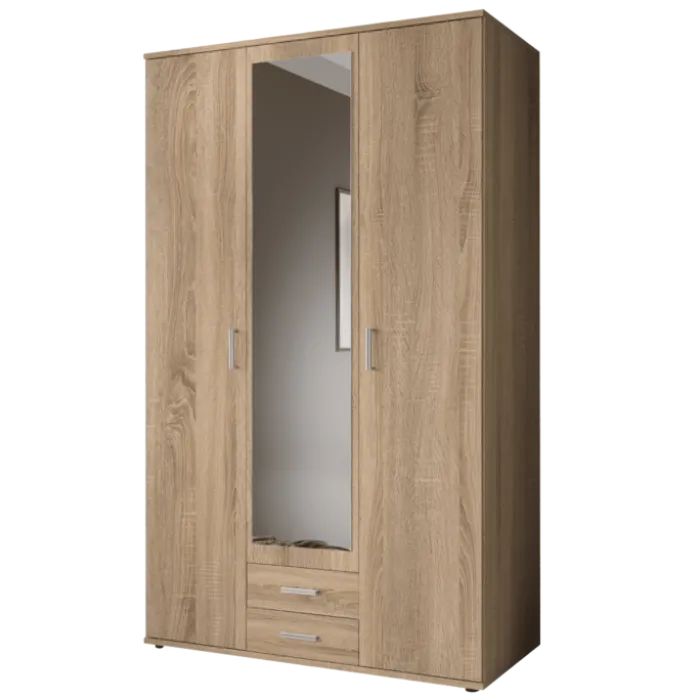 Armoire Karl - 3 portes et 2 tiroirs chêne sonoma