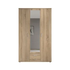 Armoire Karl - 3 portes et 2 tiroirs chêne sonoma