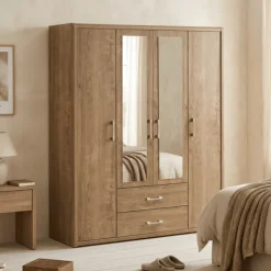 Armoire 4 portes Cara caramel oak
