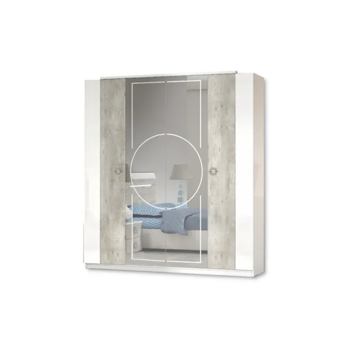 Armoire 4 portes Chantal gris/blanc
