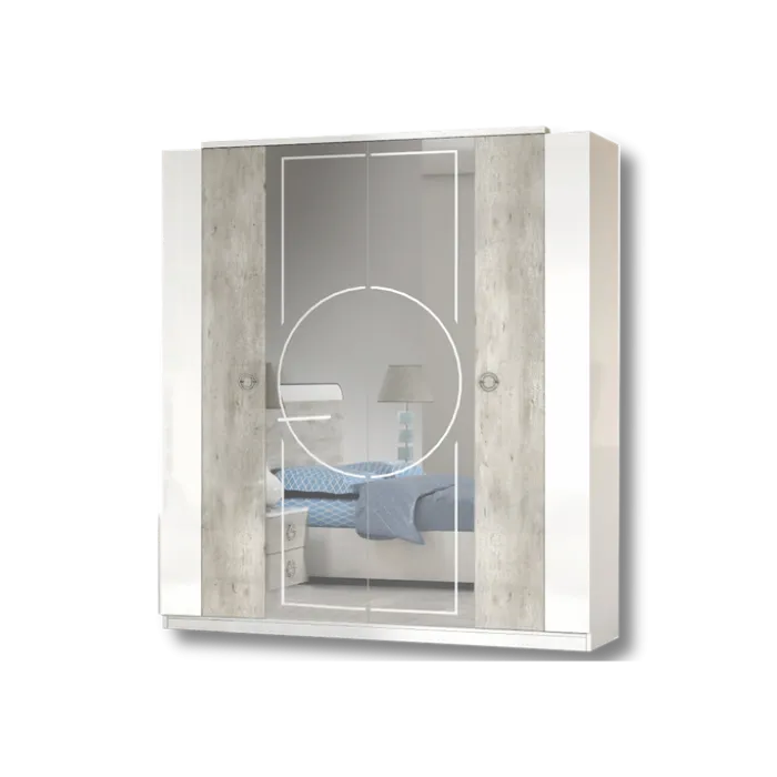 Armoire 4 portes Chantal gris/blanc
