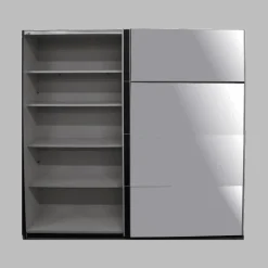 Armoire 2 portes coulissantes Beta noir et miroir