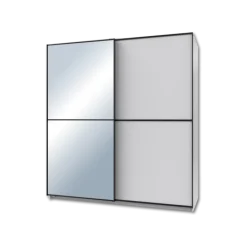 Armoire 2 portes coulissantes avec miroir 180 cm décor blanc, ULM