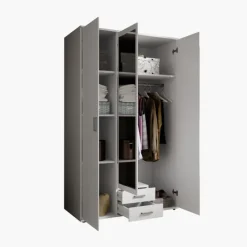 Armoire 3 portes Karl blanche avec miroir
