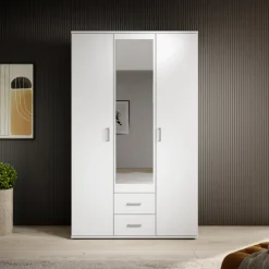 Armoire 3 portes Karl blanche avec miroir