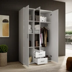 Armoire 3 portes Karl blanche avec miroir