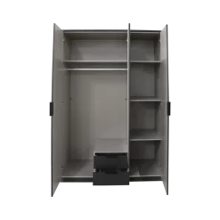 Armoire 3 portes Luebeck graphite/ aspect clayette artisan