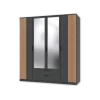 Armoire 4 portes Luebeck graphite/aspect clayette artisan