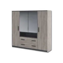 Armoire 4 portes Luna chêne clair