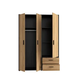 Armoire 3 portes Mokkaro chêne catania/noir