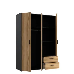Armoire 3 portes Mokkaro chêne catania/noir