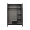 Armoire 3 portes Soest graphite/verre noir