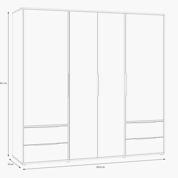 Armoire 4 portes + 4 tiroirs Orkney
