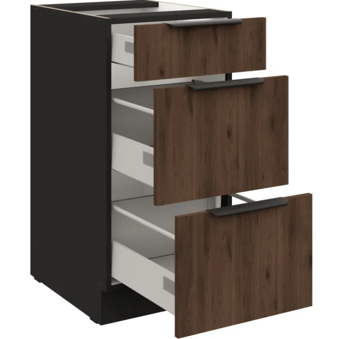 Bas 60 cm 3 tiroirs Monza noyer