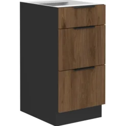 Bas 60 cm 3 tiroirs Monza noyer