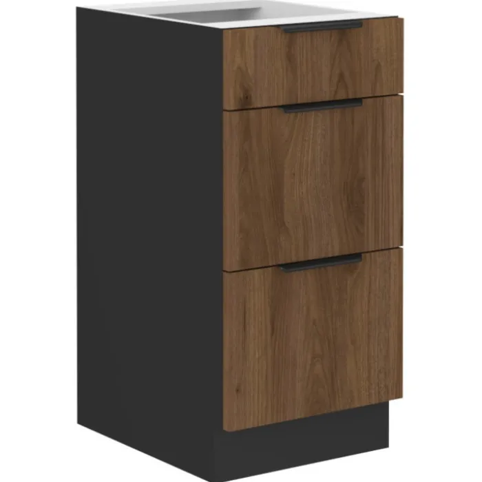Bas 60 cm 3 tiroirs Monza noyer
