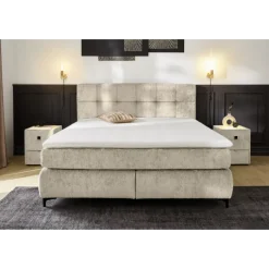Beatrice - Lit box complet 180 x 200 cm Chenille beige