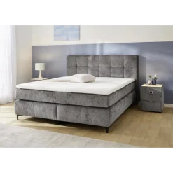 Beatrice - Lit box complet 180 x 200 cm Chenille gris