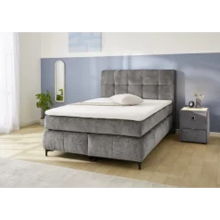 Beatrice - Lit box complet 140 x 200 cm Chenille gris