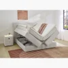 Boxspring complet Simone tissu beige clair 180 x 200 cm