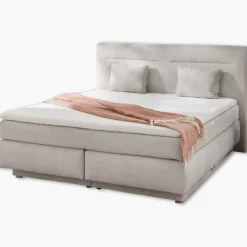 Boxspring complet Simone tissu beige clair 180 x 200 cm