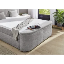 Boxspring Pia 180 cm en tissu gris clair