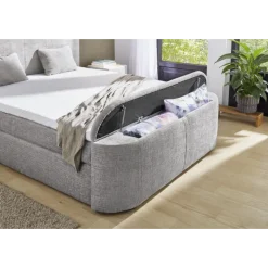 Boxspring Pia 180 cm en tissu gris clair