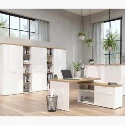 Bureau d'angle Easy chêne cadiz / blanc