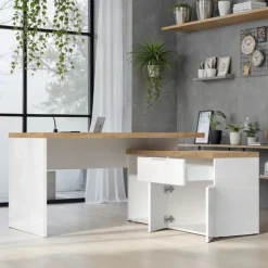 Bureau d'angle Easy chêne cadiz / blanc
