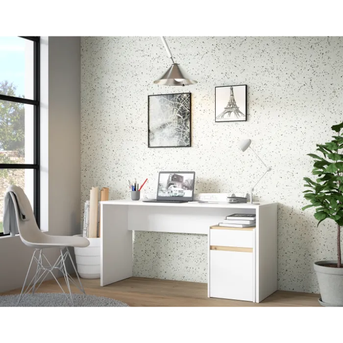 Bureau reversible Modultrick chêne artisan et blanc