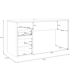 Bureau reversible Modultrick chêne artisan et blanc