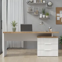 Bureau 3 tiroirs Easy bianco et cadiz