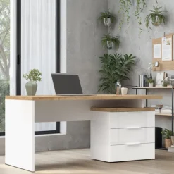 Bureau 3 tiroirs Easy bianco et cadiz