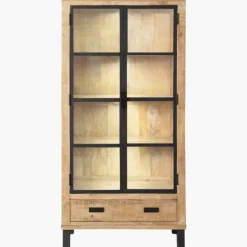 Cabinet 2 portes verre et 1 tiroir bois Kali 9856
