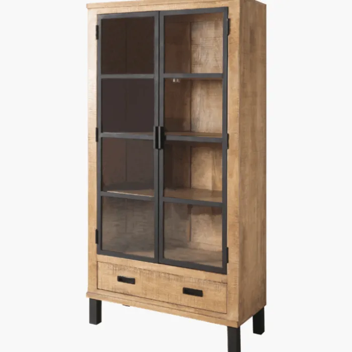 Cabinet 2 portes verre et 1 tiroir bois Kali 9856