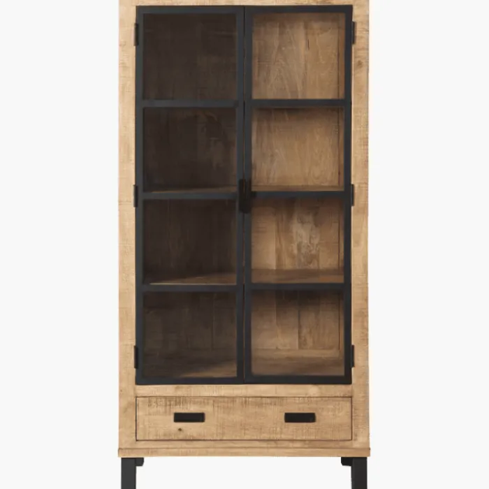 Cabinet 2 portes verre et 1 tiroir bois Kali 9856