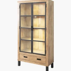 Cabinet 2 portes verre et 1 tiroir bois Kali 9856