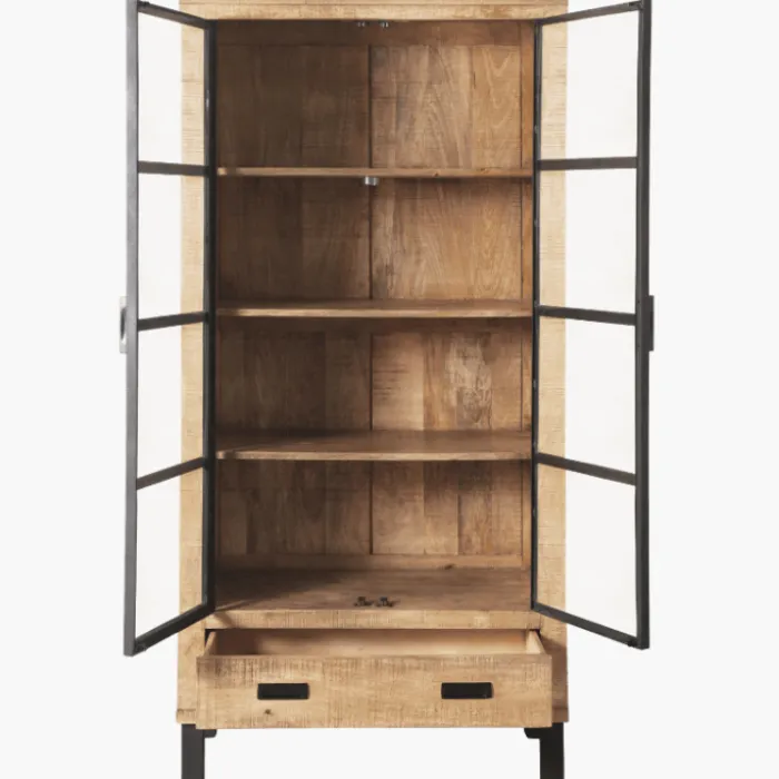 Cabinet 2 portes verre et 1 tiroir bois Kali 9856
