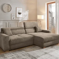 Canapé d'angle avec chaise longue éléctriques Slider taupe