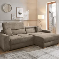 Canapé d'angle avec chaise longue éléctriques Slider taupe