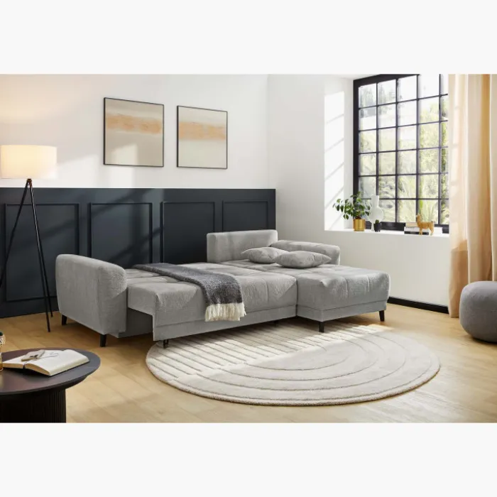 Canapé d'angle convertible Beverly chenille gris
