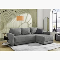 Canapé d'angle convertible coffre Venezia gris foncé