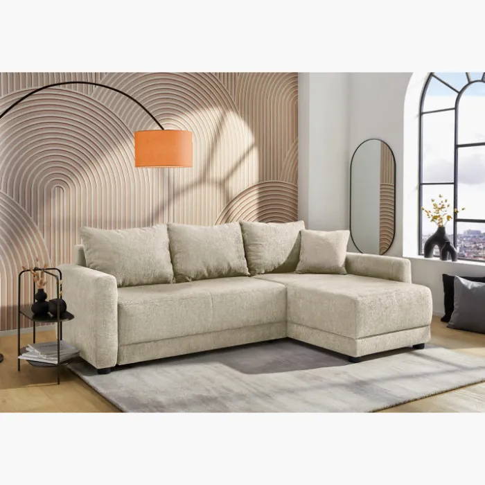 Canapé d'angle convertible Venezia avec coffre beige