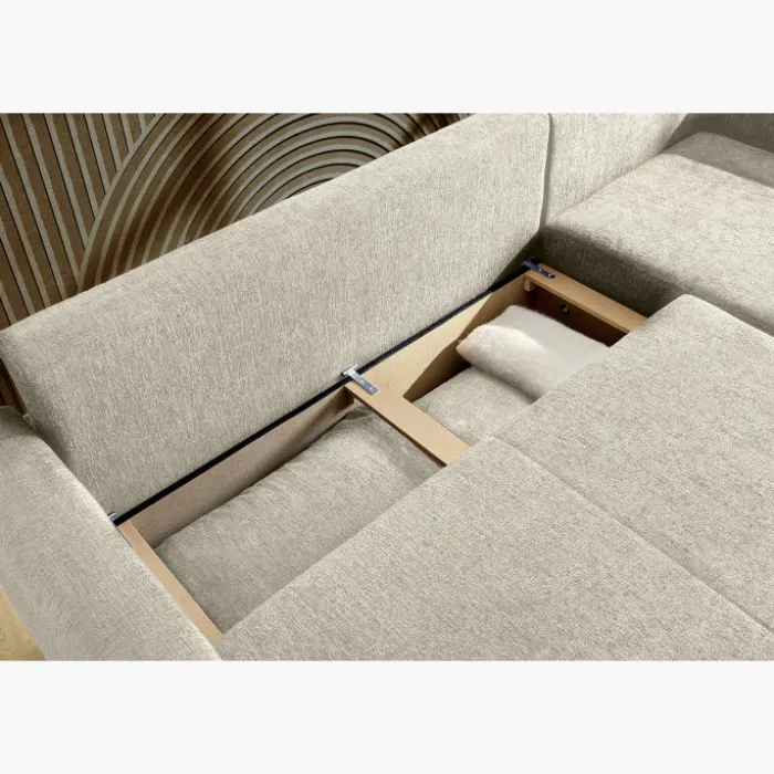 Canapé d'angle convertible Venezia avec coffre beige