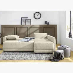 Canapé d'angle convertible Venezia avec coffre beige