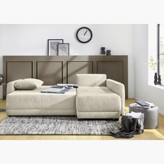 Canapé d'angle convertible Venezia avec coffre beige