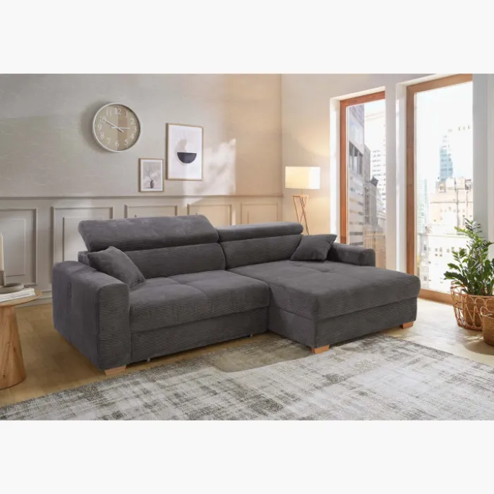 Canapé d'angle Slider convertible gris foncé